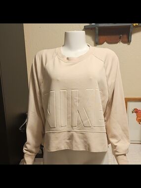 Nike Women's Cream Embossed Logo Pullover Sweatshirt